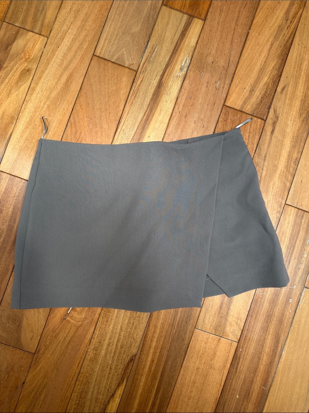 Zara Charcoal Gray Asymmetric Mini Wrap Skirt